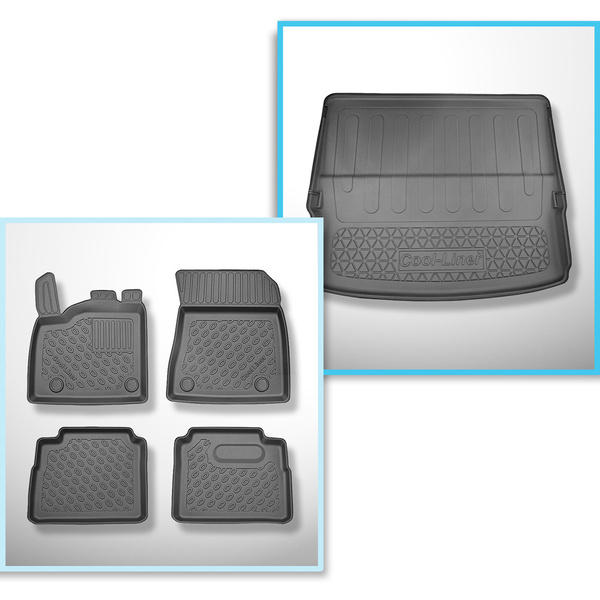 Sats bagagerumsmatta och bilmattor TPE PREMIUM måttillverkade till: Nissan X-Trail IV (T33) e-Power SUV (09.2022-....) - 7 platser; utan tredje raden