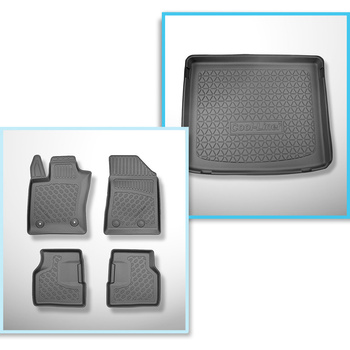 Sats bagagerumsmatta och bilmattor TPE PREMIUM måttillverkade till: Alfa Romeo Tonale 965 SUV (05.2022-....) - övre bagagerum; rörligt golv i översta läget; även till hybrid