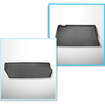 Sats bagagerumsmatta och bilmattor TPE måttillverkade till: Mercedes-Benz Vito W447 Tourer (10.2014-....) - bakom tredje sätesraden; Long version (axelavstånd 3200 mm, fordonets längd 5140 mm); oflyttbara säten, fästa i krokar; Compact, Long och Extra Lon