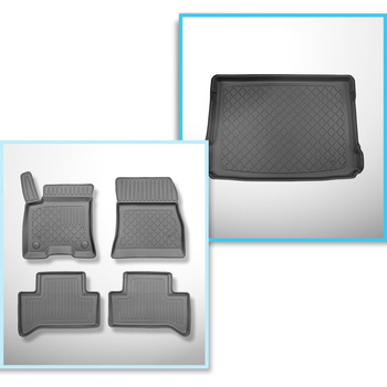 Sats bagagerumsmatta och bilmattor TPE måttillverkade till: Mercedes-Benz EQA H243 SUV (03.2021-....) - övre bagagerum; rörligt golv i översta läget