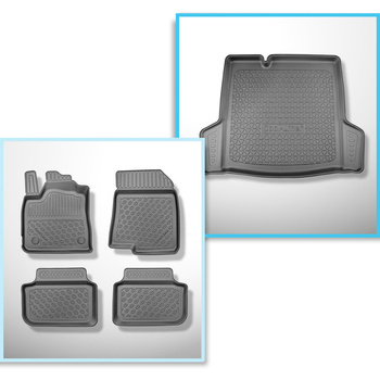 Sats bagagerumsmatta och bilmattor TPE PREMIUM måttillverkade till: Dacia Logan III Sedan (01.2021-....) - även till LPG (TC e 100 LPG) version