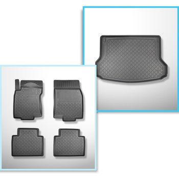 Sats bagagerumsmatta och bilmattor TPE måttillverkade till: Nissan X-Trail III T32 SUV (09.2017-12.2021) - 5 platser; övre bagagerum (för rörligt golv); utan tredje raden