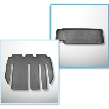 Sats bagagerumsmatta och bilmattor TPE PREMIUM måttillverkade till: Tesla Model X SUV (01.2021-....) - 7 platser; bakom tredje sätesraden
