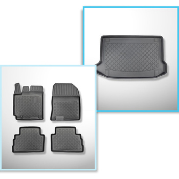 Sats bagagerumsmatta och bilmattor TPE måttillverkade till: Hyundai Kona SUV (11.2017-03.2023) - ej till el- och hybridversion