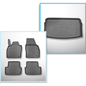 Sats bagagerumsmatta och bilmattor TPE PREMIUM måttillverkade till: Volkswagen Polo VI Kombikupé (10.2017-....) - nedre bagagerum; rörligt golv i nedersta läget