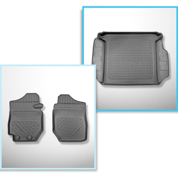 Sats bagagerumsmatta och bilmattor TPE PREMIUM måttillverkade till: Suzuki Jimny II GJ Pro SUV (2021-....) - två platser; även till Pro-version; med manuell växellåda