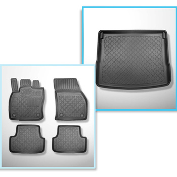 Sats bagagerumsmatta och bilmattor TPE måttillverkade till: Seat Ateca SUV (09.2016-....) - rörligt bagagerumsgolv i övre läget eller med 4-hjulsdrift