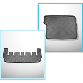 Sats bagagerumsmatta och bilmattor TPE måttillverkade till: Ford Tourneo Custom Skåpbil (02.2018-06.2023)