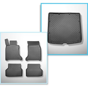 Sats bagagerumsmatta och bilmattor TPE måttillverkade till: BMW Serie 5 E61 Touring (06.2004-2010)