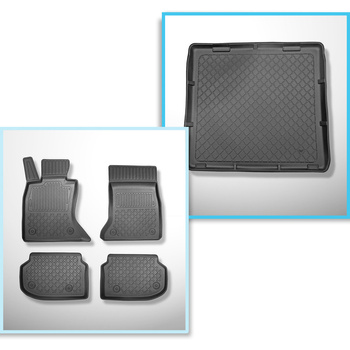 Sats bagagerumsmatta och bilmattor TPE måttillverkade till: BMW Serie 5 F11 Touring (06.2010-2013) - X-drive; avstånd mellan framsätens skenor (bak) 415 mm