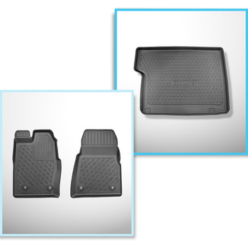 Sats bagagerumsmatta och bilmattor TPE PREMIUM måttillverkade till: Ford Tourneo Custom Skåpbil (02.2018-06.2023)