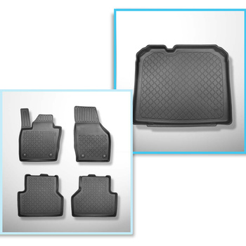 Sats bagagerumsmatta och bilmattor TPE måttillverkade till: Audi Q3 SUV (08.2011-06.2018) - nedre bagagerum; utan nödreservhjul; även till Quattro-version