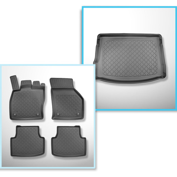 Sats bagagerumsmatta och bilmattor TPE måttillverkade till: Seat Leon IV KL Kombikupé (03.2020-....) - övre bagagerum; rörligt golv i översta läget; ej till versionen mHEV