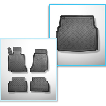 Sats bagagerumsmatta och bilmattor TPE måttillverkade till: Mercedes-Benz C-klass W205 Kombi (10.2014-02.2021)