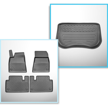 Sats bagagerumsmatta och bilmattor TPE PREMIUM måttillverkade till: Tesla Model 3 Sedan (07.2017-06.2020) - främre bagagerum; 2- och 4-hjulsdrift