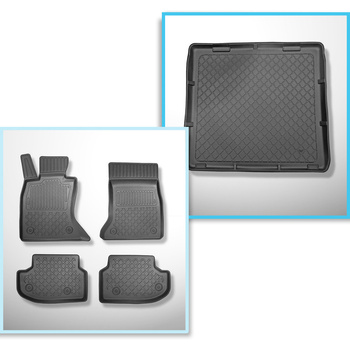 Sats bagagerumsmatta och bilmattor TPE måttillverkade till: BMW Serie 5 F11 Touring (2013-04.2017) - X-drive; avstånd mellan framsätens skenor (bak) 365 mm