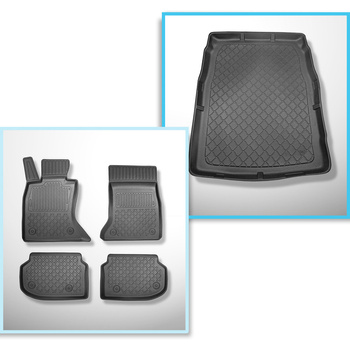 Sats bagagerumsmatta och bilmattor TPE måttillverkade till: BMW Serie 5 F10 Limousine (03.2010-2013) - X-drive; avstånd mellan framsätens skenor (bak) 415 mm