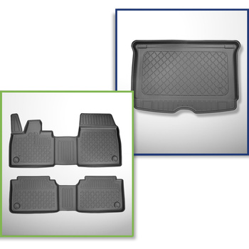 Sats bagagerumsmatta och bilmattor TPE måttillverkade till: BMW i3 Kombikupé (11.2013-07.2022) - ej till Range Extender version