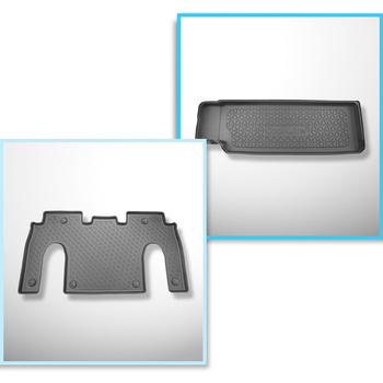 Sats bagagerumsmatta och bilmattor TPE PREMIUM måttillverkade till: Tesla Model X SUV (01.2021-....) - 6 platser; 2a raden; bakom tredje sätesraden