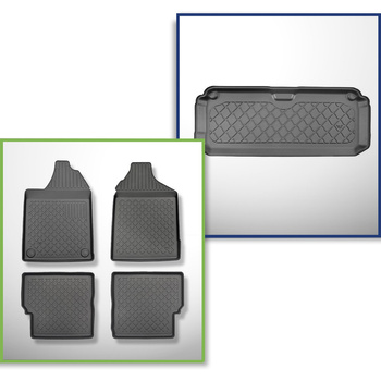 Sats bagagerumsmatta och bilmattor TPE måttillverkade till: Aixam Miniauto Cross Kombikupé (2010-2016) - fyra platser