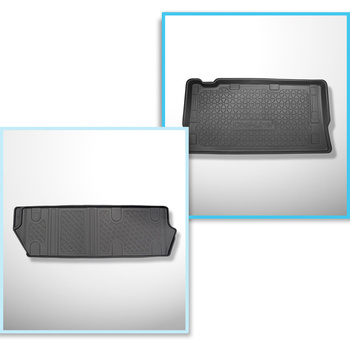 Sats bagagerumsmatta och bilmattor TPE PREMIUM måttillverkade till: Mercedes-Benz Vito W447 Tourer (10.2014-....) - bakom tredje sätesraden; Long version (axelavstånd 3200 mm, fordonets längd 5140 mm); oflyttbara säten, fästa i krokar; Compact, Long och E